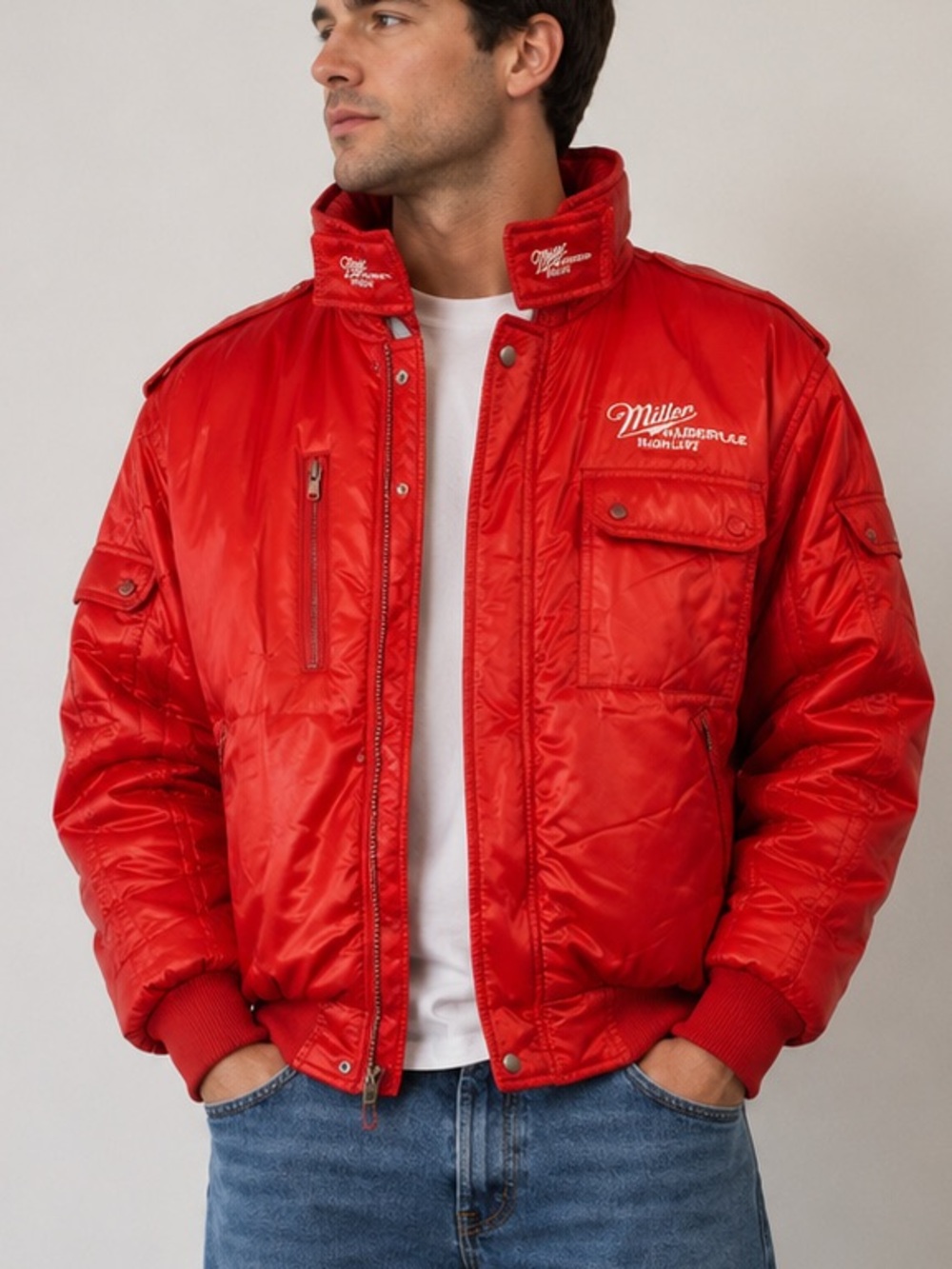 VINTAGE MVP red MILLER LITE JACKET size large